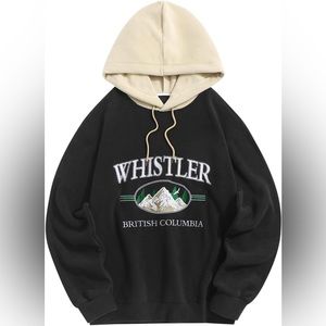 Whistler Men's Hooded Sweatshirt, Mountain Graphic Embroidery Plush Fleece in M